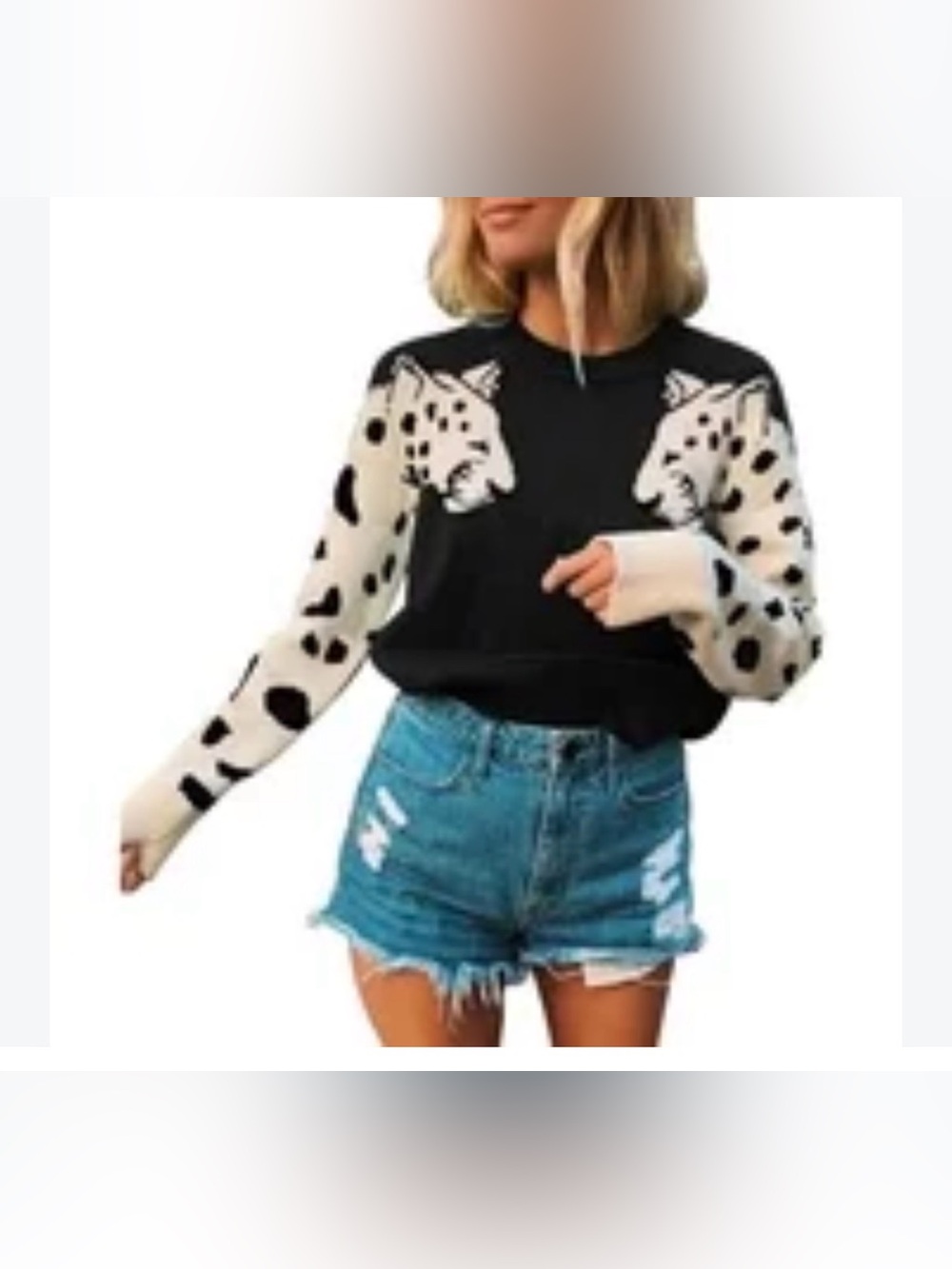Aqua Jaguar Sleeve Crewneck Sweater women’s medium